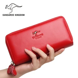 Kangaroo Kingdom Women Wallets Genuine Leather Long Purse Women Clutch Bags Brand Female Wallet