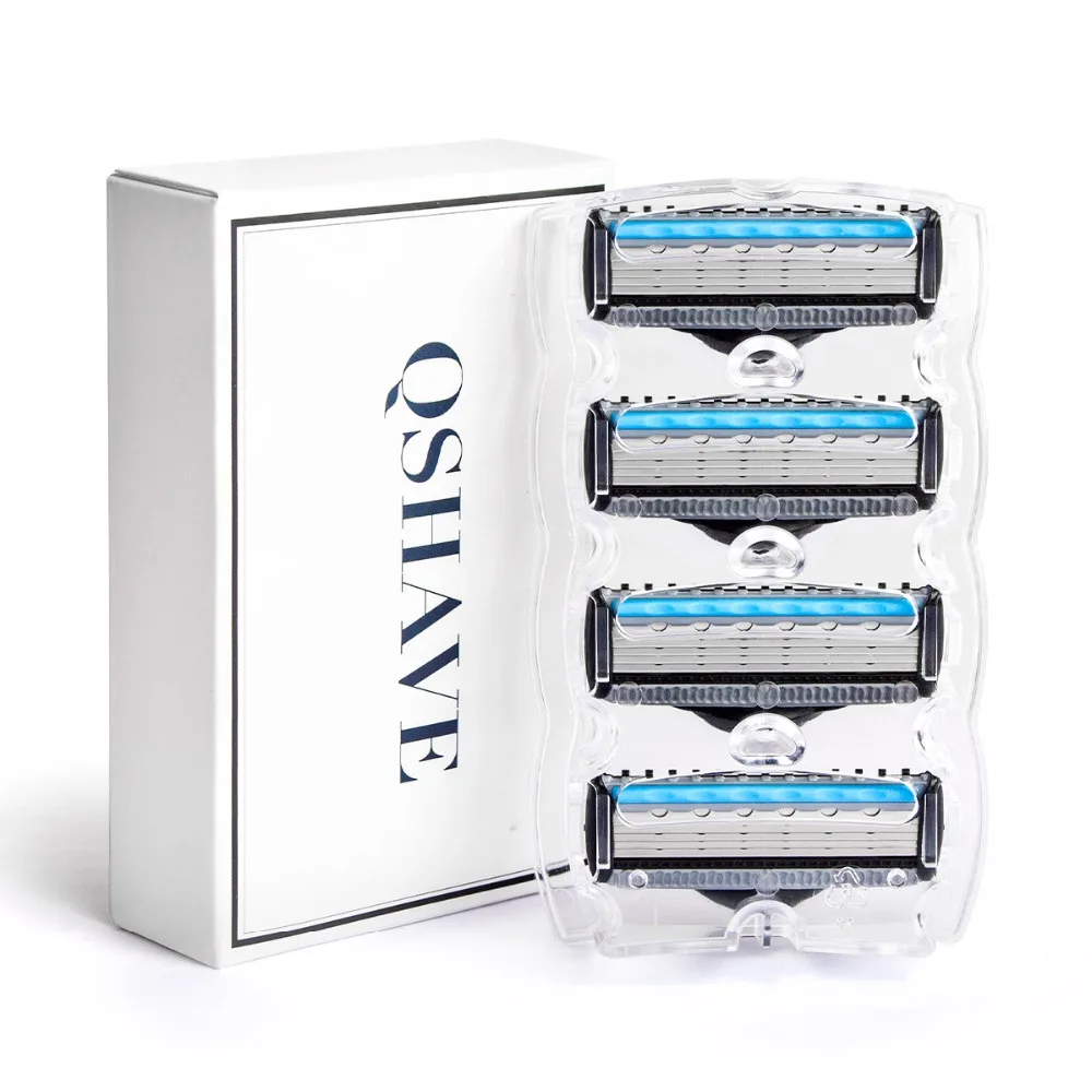 QShave Blue Men Shaving Razor, 1 Handle & 10 Cartridges(1pc X3 Blade, 9pcs X5 Blade)