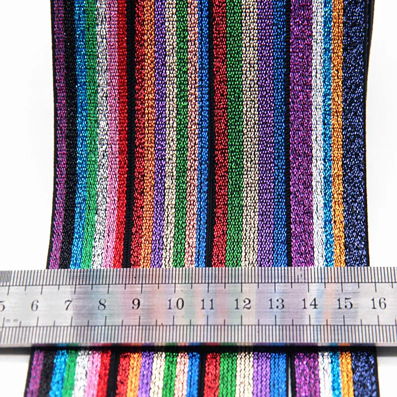 Rainbow Hot Stamping Elastic Bands 2.5cm Rubber Ribbon 25mm Spandex Band Kids Hair Headband Dress Lace Sewing Accessories 1M