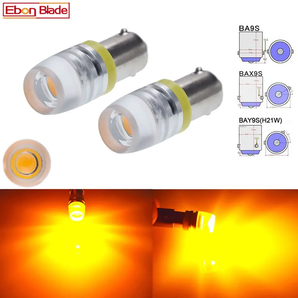 

2 x BA9S T4W BAX9S H6W BAY9S H21W Car LED Indicator Lamp Interior Dome Map Light Side Wedge Marker Bulb Amber Yellow 6V 12V 24V