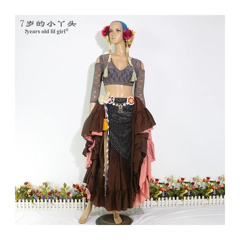 Belly Dance Top Ats Tribal ลูกไม้ Choli Drop ยาวเสื้อ \ \ \ \ \ \ \ \ \ \ \ \ \ \ \ \ \ 'S เครื่องแต่งกาย BNN11 15