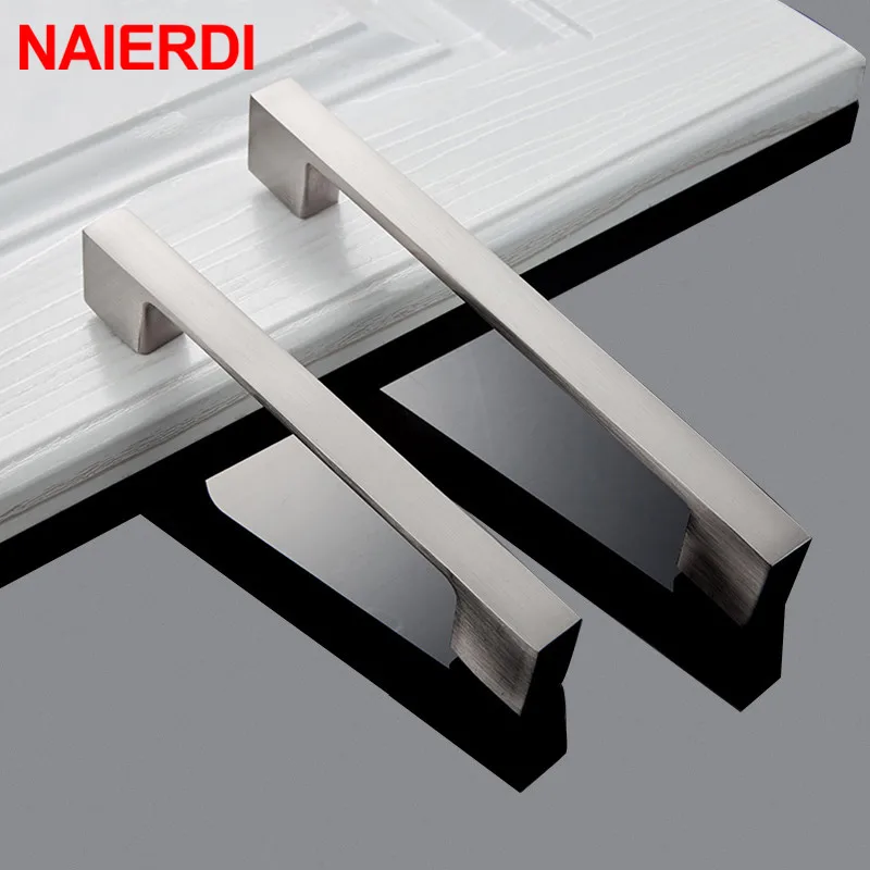 NAIERDI Cabinet Handles Drawer Knobs Aluminum Alloy Wardrobe Door Handle Brushed Pulls Modern Style Furniture Handle 128mm/160mm