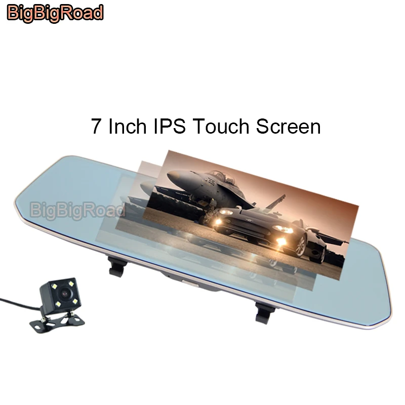 BigBigRoad For Fiat 500 500x Grande Punto Stilo Ducato Bravo Car DVR 7 Inch IPS Touch Screen Rear View Mirror Video Recorder