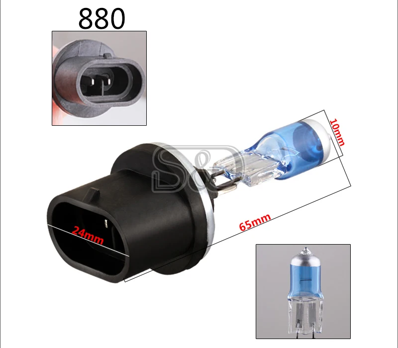 2pcs 880 890 PGJ13 Super Bright White Fog Halogen Bulb Bright Power 27W Car Head Lamp Light 12V parking car light source H27W/1