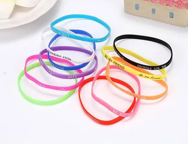 Hot Selling 60pcs 5mm Fluorescent color Silicone Bracelet Justin Bieber Belieber Wristbands