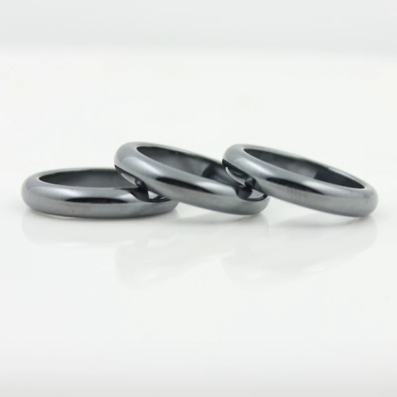 Fashion Jewelry Grade AAA Quality 4mm Width cambered surface Hematite Rings (1 Piece ) HR1008