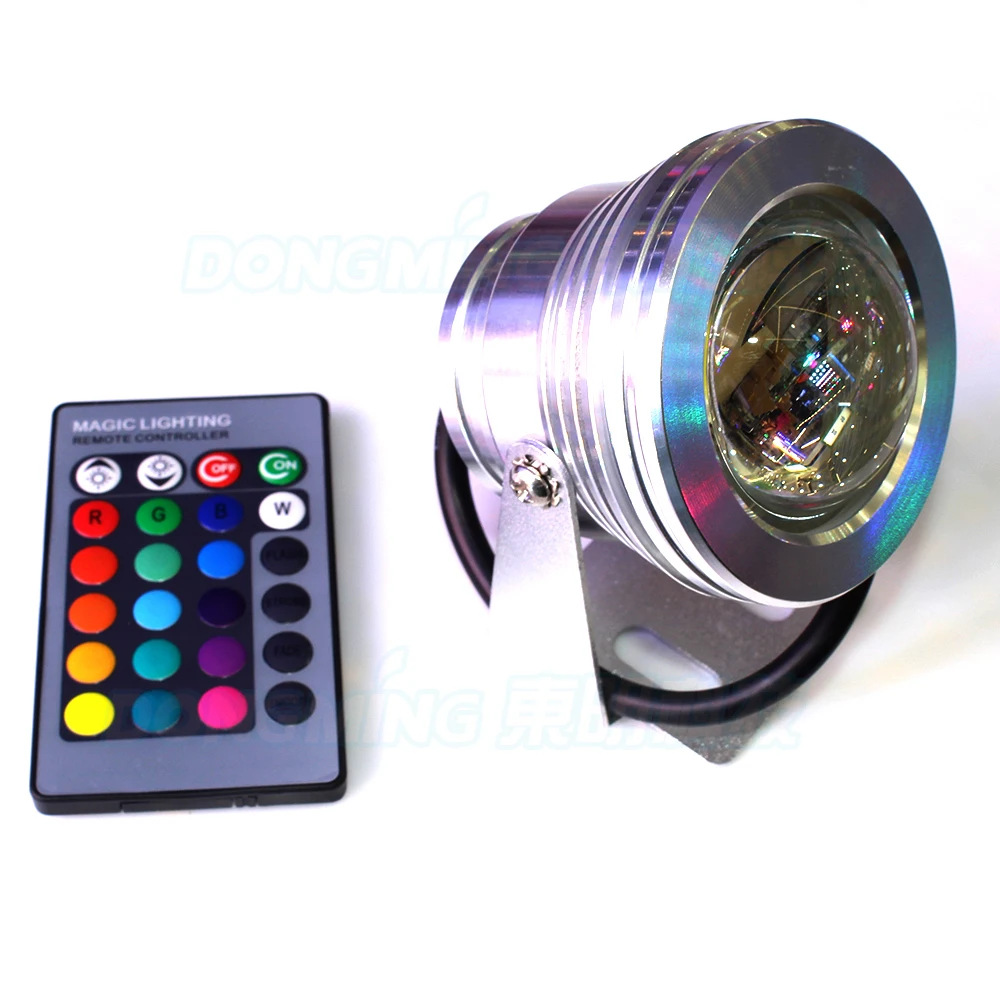 10pcs Silver cover AC85-265V  convex lens underwater led light rgb underwater led lamp IP68 10W pool lights