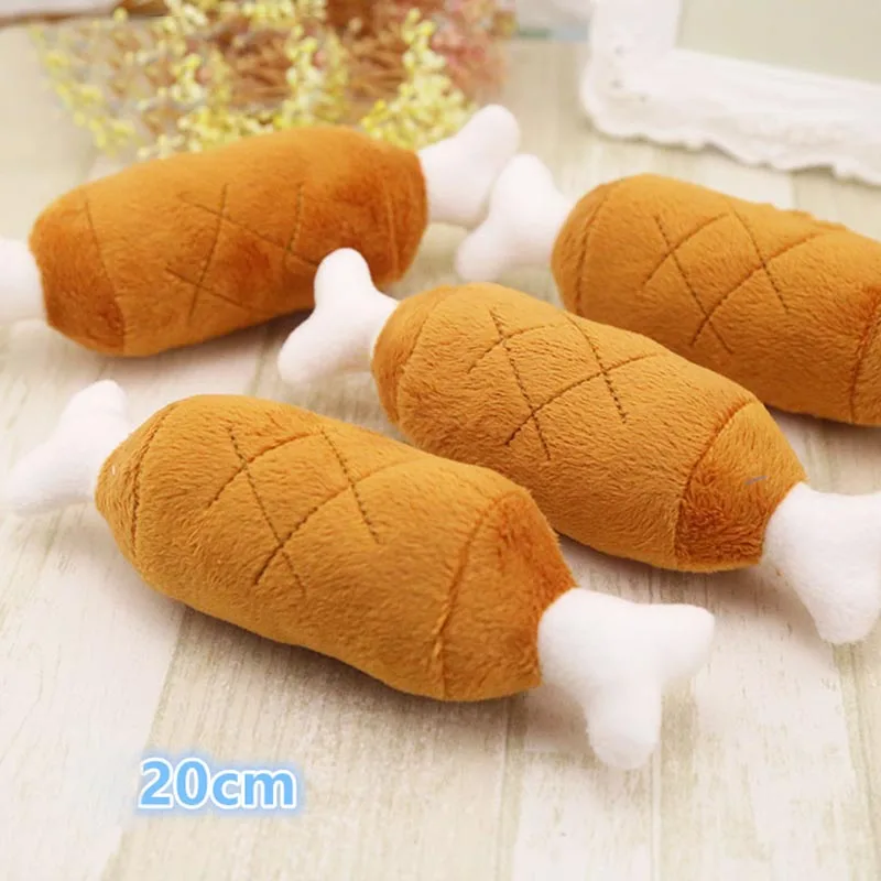 JX-LCLYL 1Pc Pet Plush Chicken Leg Play Toys Dog Puppy Squeaker Sound Chew Treat Holder