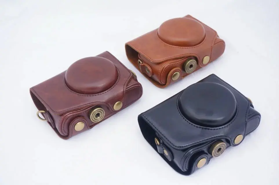 حافظة كاميرا PU غطاء حقيبة لكانون باور شوت SX720 SX730 SX740 HS مع حزام الكتف