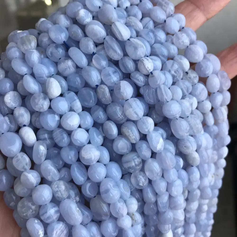 Irregular 6x8mm Natural Blue Lace Agates Stone Beads For Jewelry Making Loose Ligure Stone Beads DIY Jewelry Accessories 15\'\'