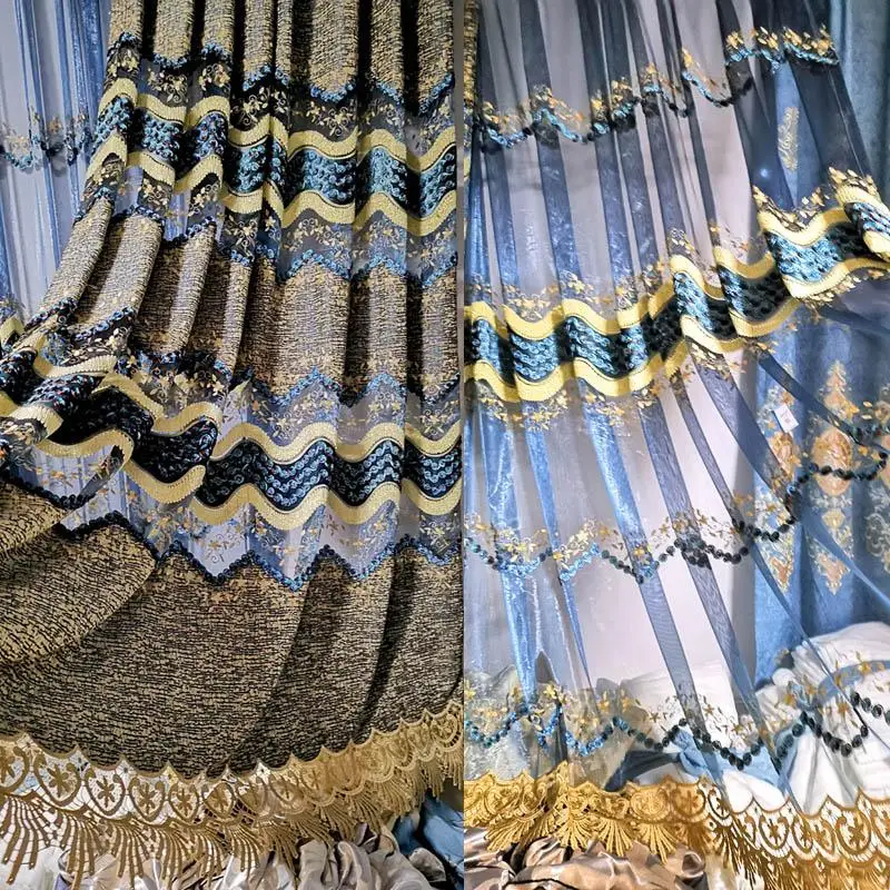 

modern curtain tulle sheet Blue drapes Thick curtains in living room blue curtains Luxury Tulle curtains for living room luxury