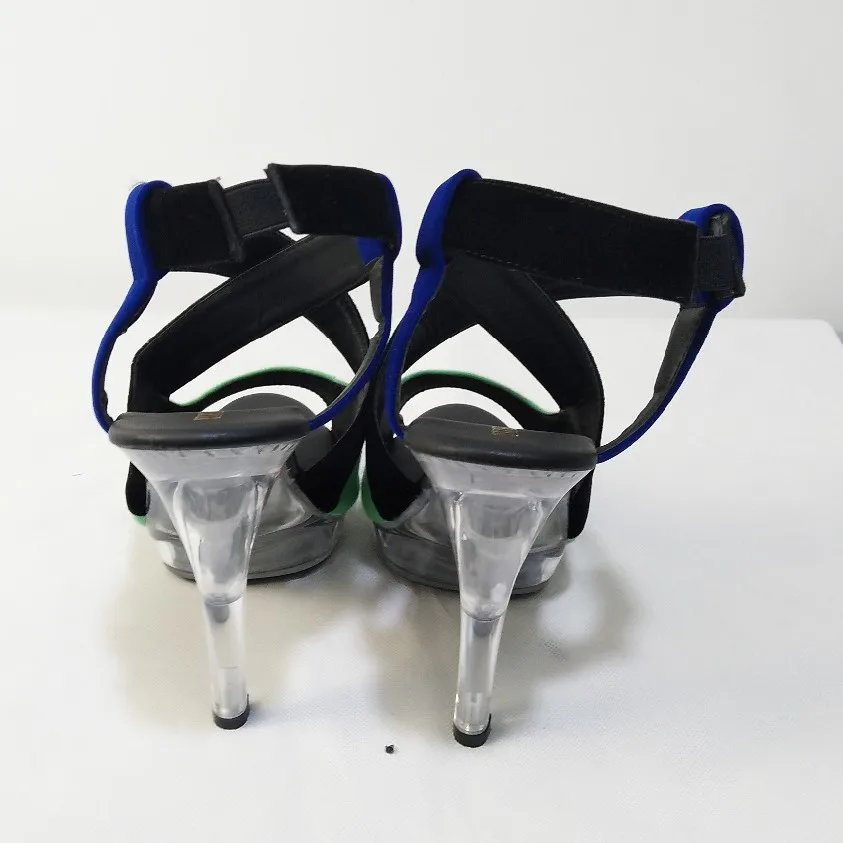 Model sexy 13cm heel sandals, transparent soles, banquet stage pole dance performance, dance shoes
