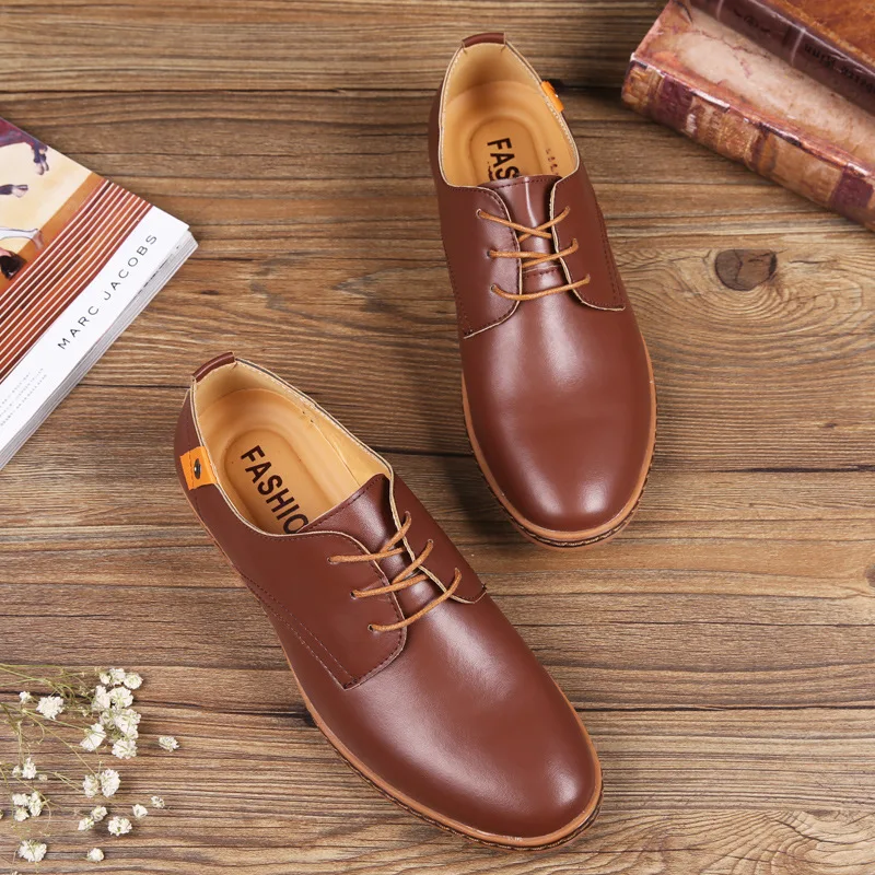 2022 Men Must Have Basic Shoes Low Top Black Brown Blue Men Oxford PU Leather Shoes Comfortable Men Office Dress Shoes Big Size