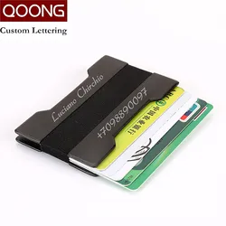 Qoongメタルidクレジットカードホルダーケースいくつかの色ポケットボックス名刺財布付きrfid抗チーフ財布男性女性