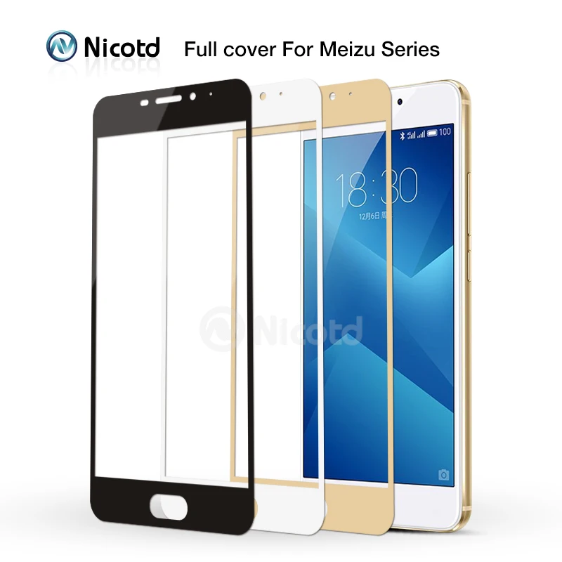 Nicotd 9H Full Cover Tempered Glass For Meizu M3 Note M3S M3 Mini Max M3E M3X Pro 6 Plus U10 U20 M5 Note M5s Protective Film