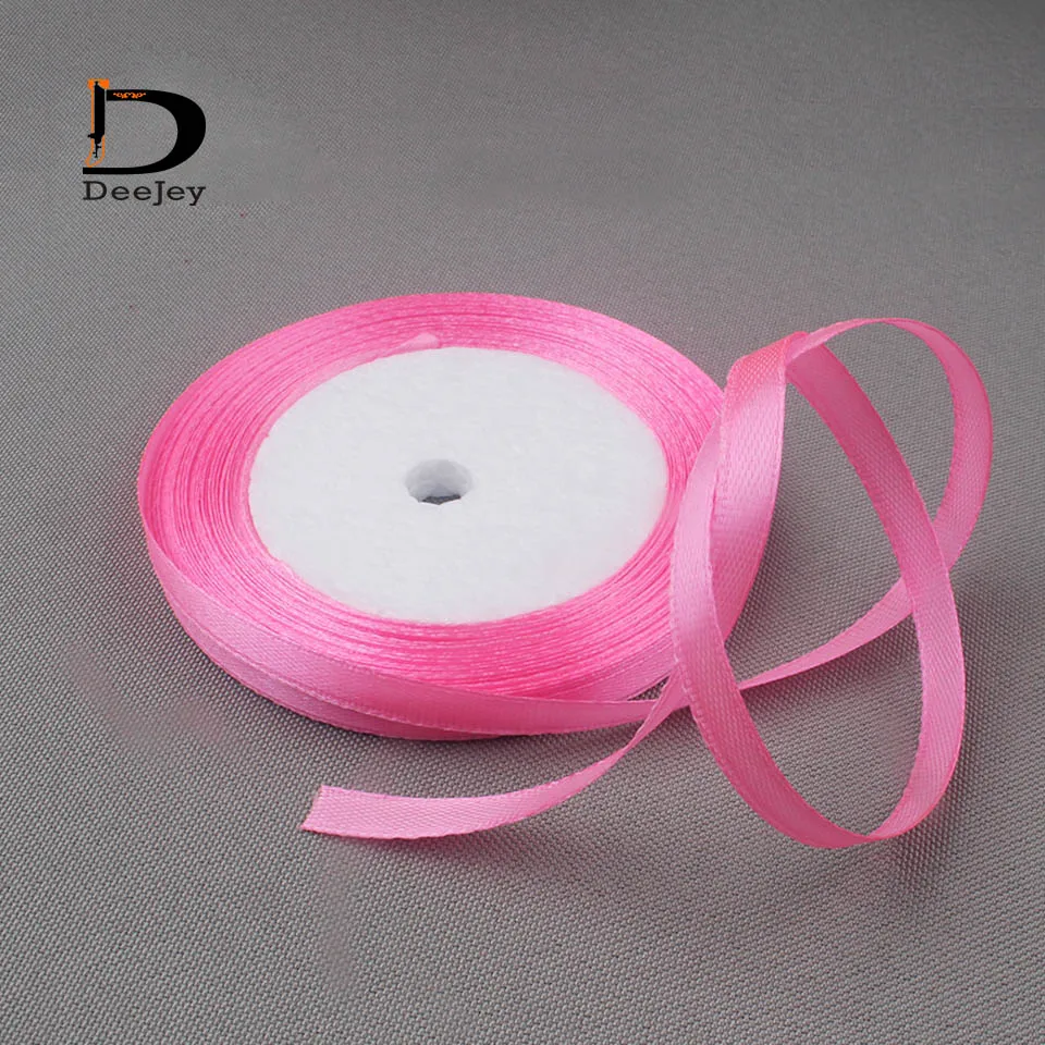 solid color 6mm 1 4 inch satin ribbon belt gift packing wedding decoration 25yards roll 20 rolls mixed colors available