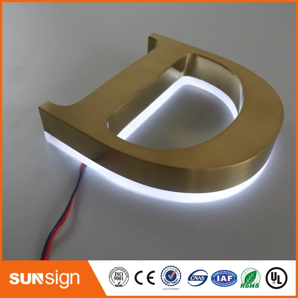 Outdoor LED Backlit 3D Huruf logam backlit led huruf tanda