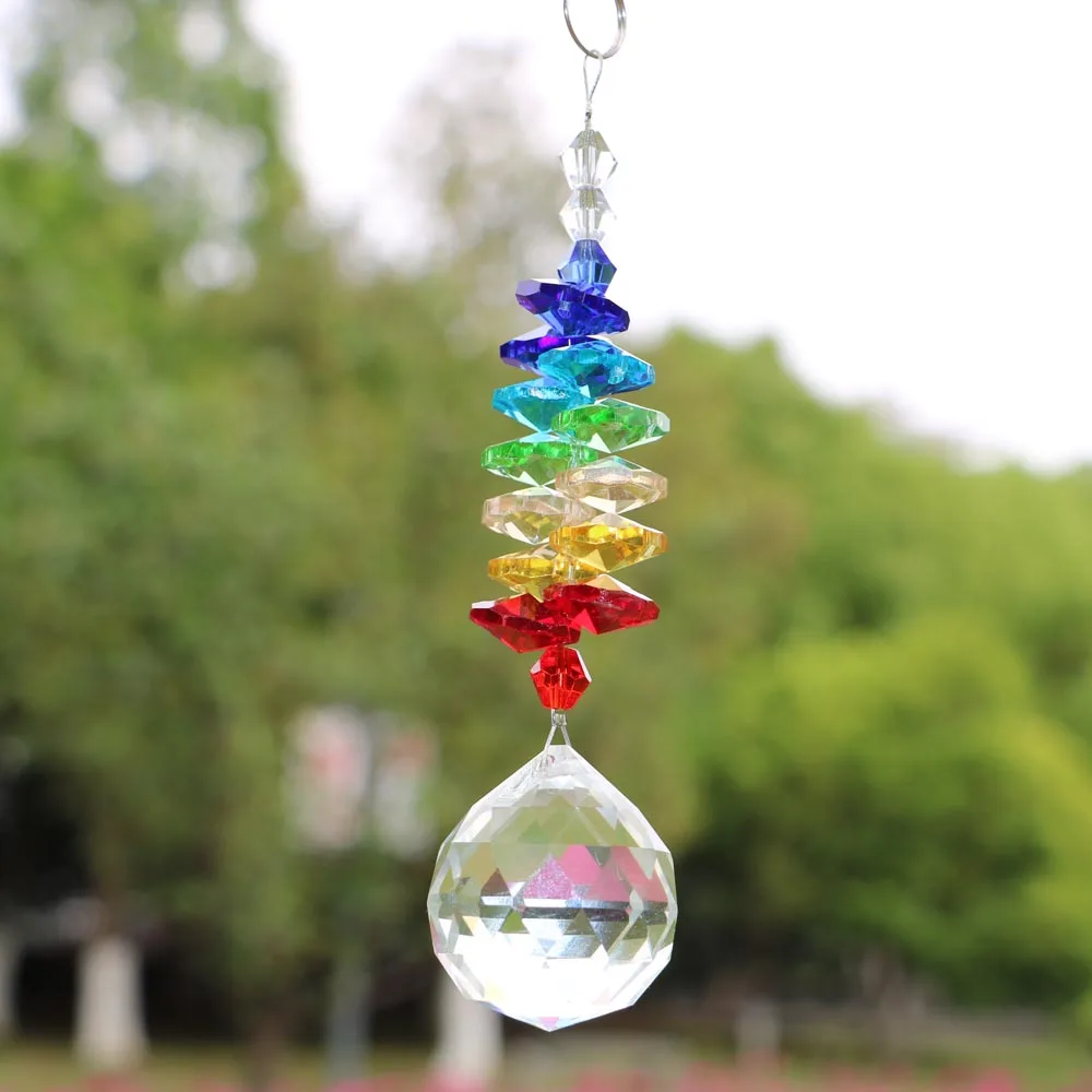 1PCS Crystal Suncatcher Hanging Ball Pendant Handmade Ornament Wedding Decor Home Decoration