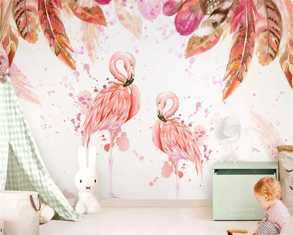 

beibehang Custom 3d wallpaper fashion color feathers American style hand-painted floral retro European TV background wall