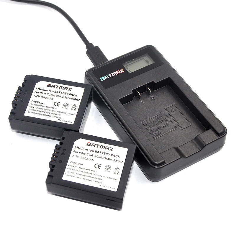 2X CGA-S006 S006 DMW-BMA7 S006A CGR-S006E بطارية + LCD شاحن يو اس بي لباناسونيك لوميكس DMC-FZ7 FZ8 FZ18 FZ28 FZ30 FZ35 FZ38 FZ50 #1