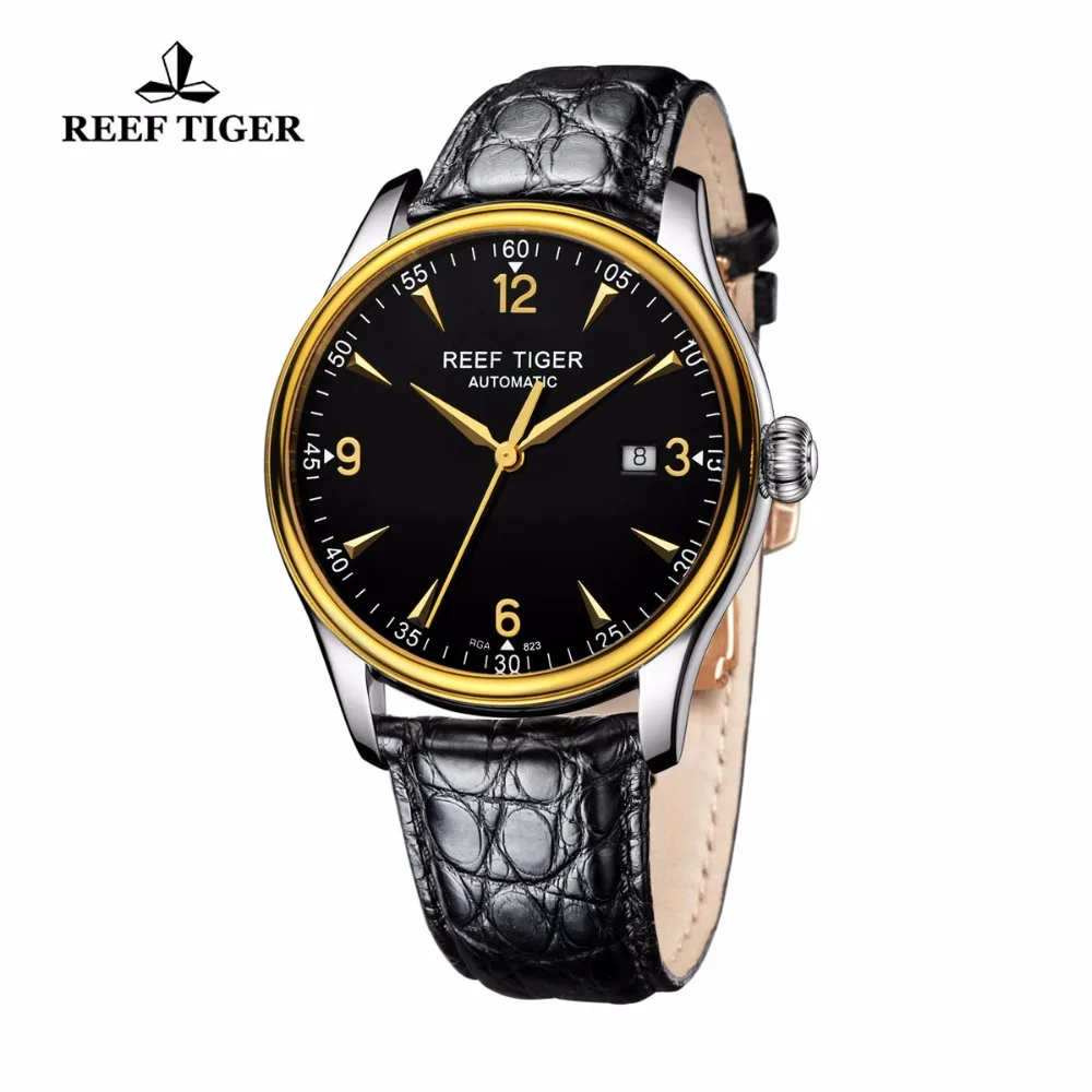 New Reef Tiger/RT Watches Business Watches Mens Luxury Brand Automatic Date Watch Genuine Alligator Leather Watches RGA823