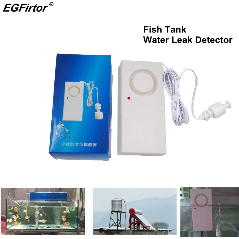 Home Alarm Fish Tank Water Leakage Alarm Sensor 115dB Sounder Stand Alone Water Detection Flood Alert Overflow Security Alarm