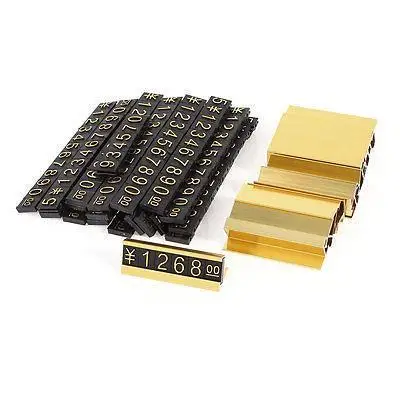 RMB Price Gold Tone Arabic Numerals Combined Price Label Tags 19 x Price Tags +16 x Base