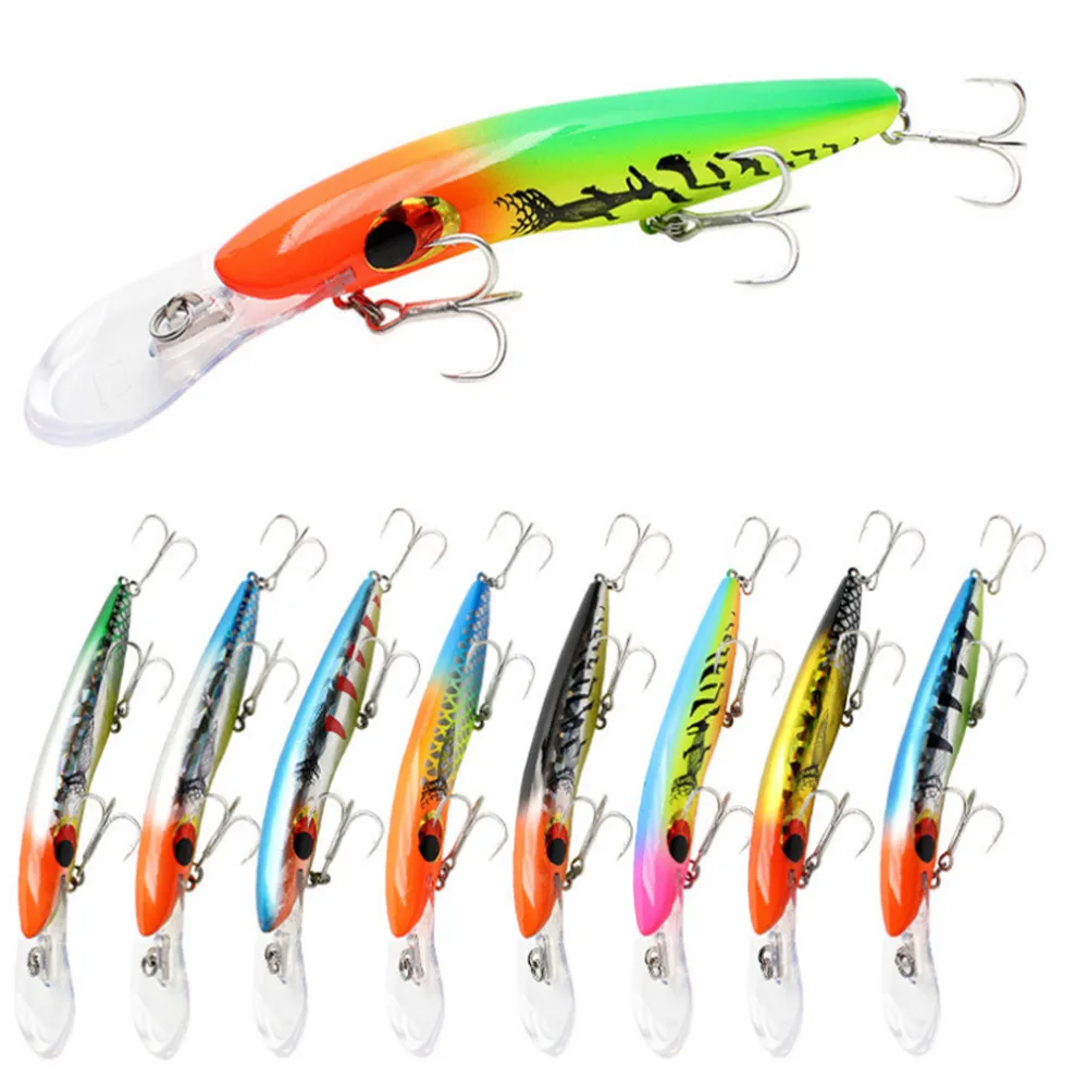 1pcs 16cm 24.7g Minnow Fishing Lures Deep Diving Plastic Artificial Crankabit Wobbler Treble Hooks Sea Bass Pike Fishing Tackle