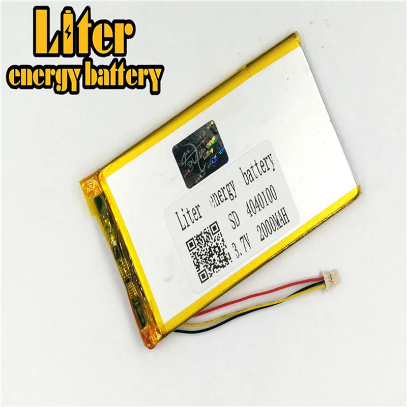 Batterie Lithium-polymère avec connecteur 3 broches, 1.0MM, 4040100, 3.7V, 2000mah, pour remplacement de tablette PC