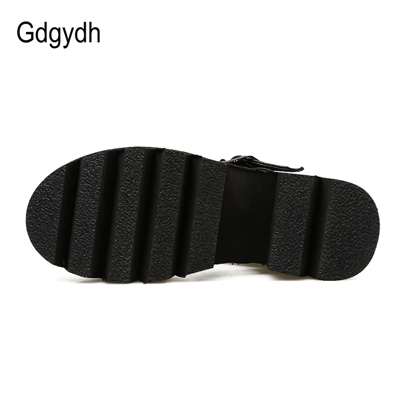 Gdgydh Ankle Strap Summer Fashion Women Sandals Open Toe Platform Shoes High Thick Heels Female Black Unique Party Shoes 35-42