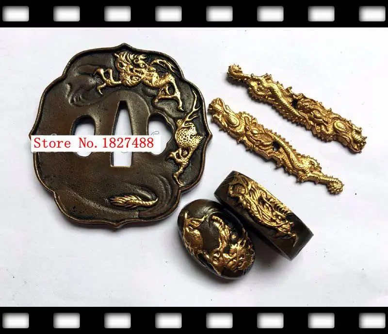 

Samurai Sword Fittings katana Tsuba Handguard Sword Copper Accessories W/Dragon Design