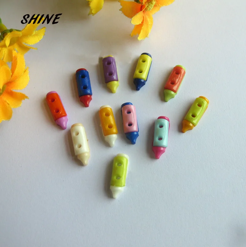 SHINE Plastic Sewing Buttons Scrapbooking Crayon Multicolor Mixed Two Holes Pattern 20 x 7mm  50 PCs Costura Botones Decorate