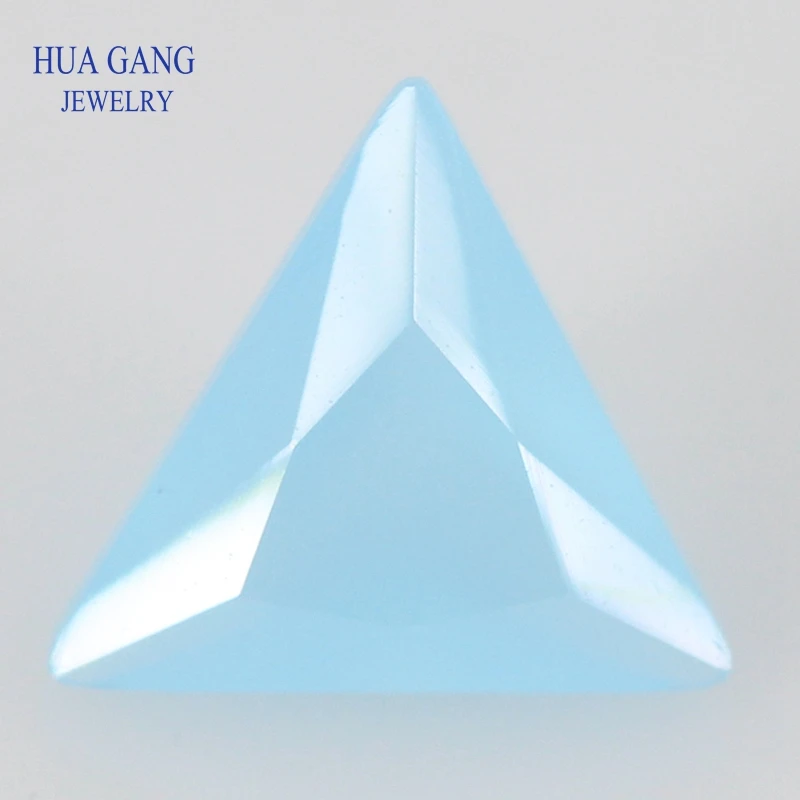 

Glass Beads Blue Translucent Triangle Shape Princess Cut Loose Synthetic Gems For Jewelry Size 3x3~8x8mm