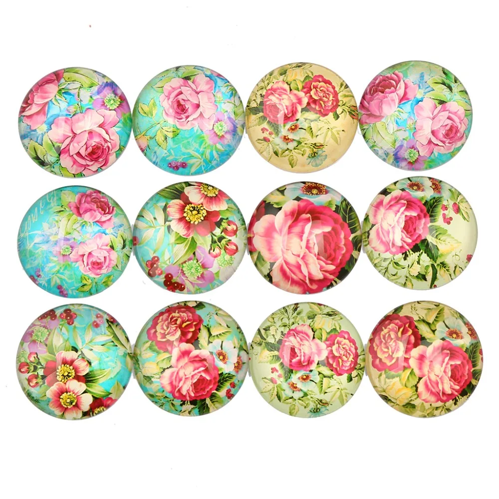 

onwear rose flower photo round flat back glass cabochons 12mm 10mm 14mm 18mm 20mm 25mm 30mm diy jewelry findings