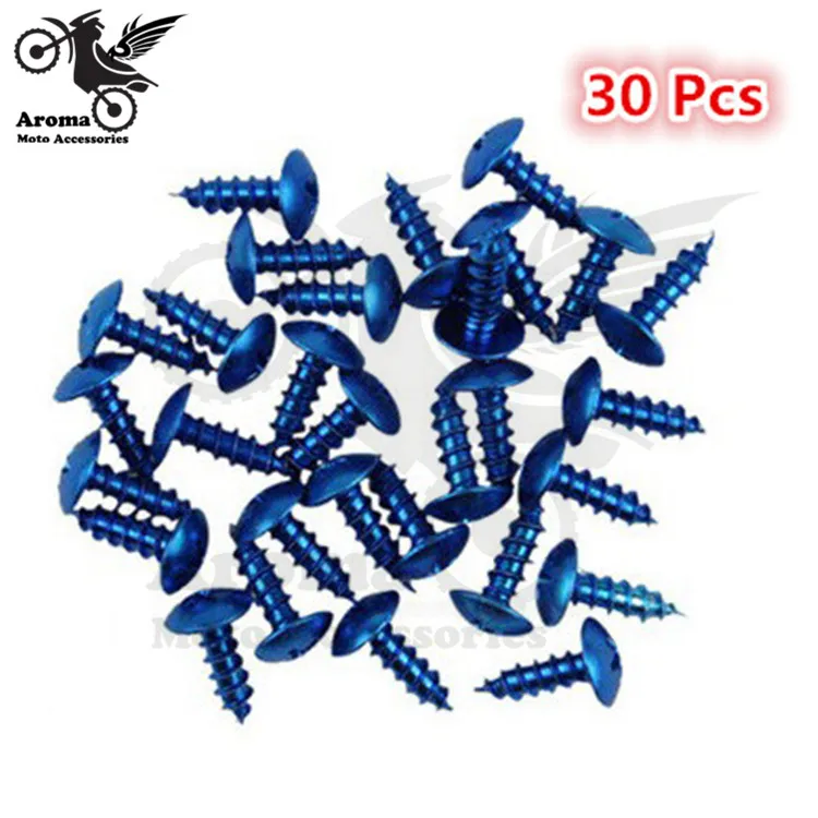 30pcs 6 colors red blue yellow purple silver black decal motocross nuts bolts 2cm motorbike parts decal Off-road dirt pit bike accessories colorful decoration motocross pointed screw moto screw motorcycle tip screw