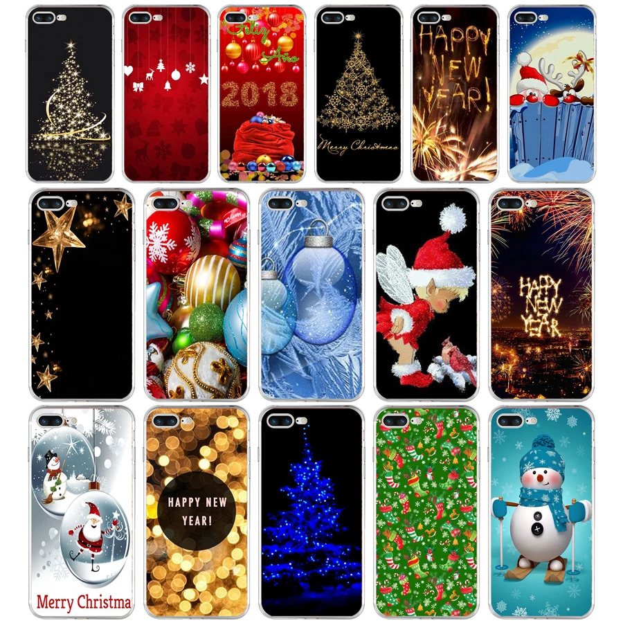 96SD New Year Snowman Colorful Merry Christmas Santa Soft TPU Silicone Cover Case For Apple iPhone 6 6s 7 8 plus Case