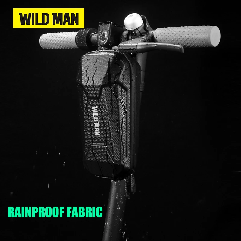 WILD MAN ES8 Bicycle Handlebar Bag Panniers EVA Hard Shell Front Balance Scooter High Capacity Carbon PU Rainproof Folding Bag