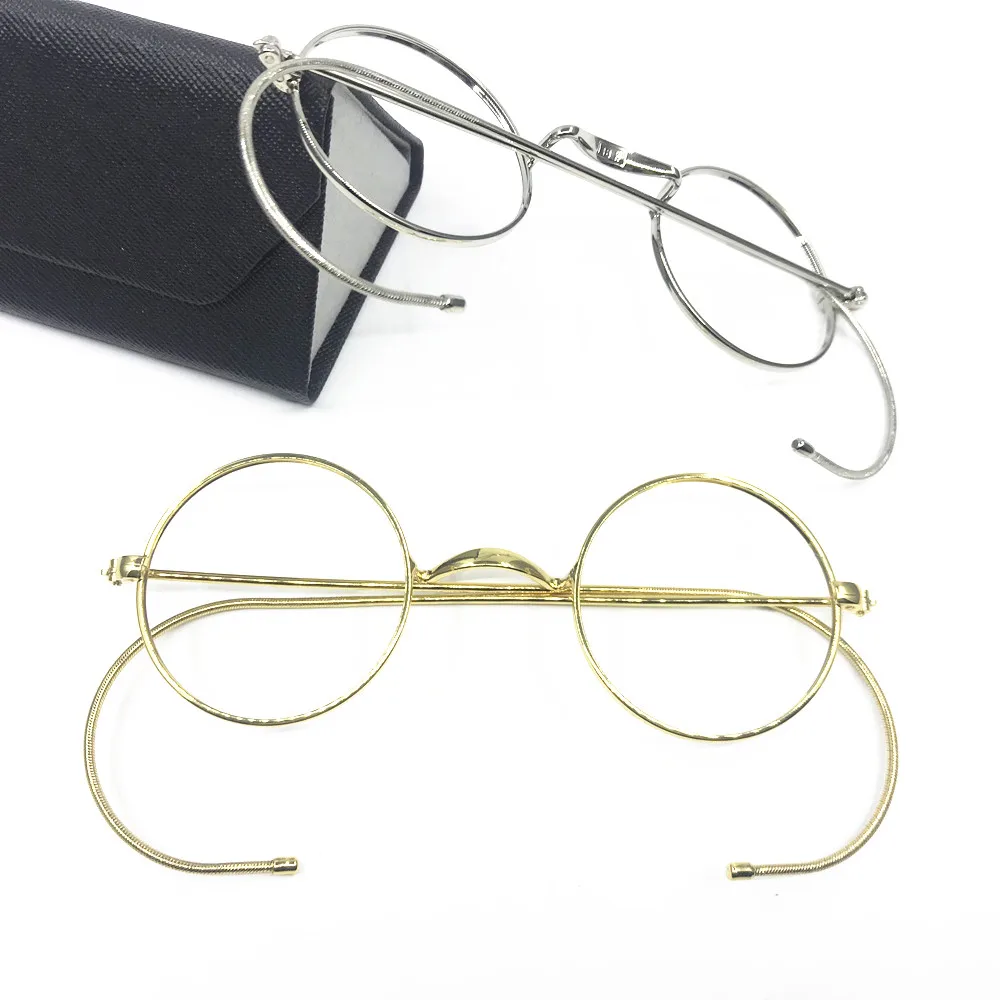 BETSION Vintage Antique Round Wire Rim Men Eyeglass Frames Full Rim Ear Hooks Prescription Eyeglasses Women Optical Spectacles