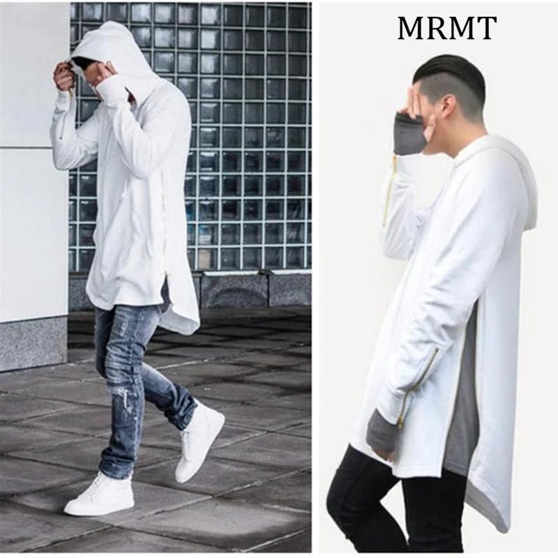 

2024 Mens Hoodies Sweatshirts High Street Long Zipper Sweatshirt Cut Extended Zip Hoody Men male