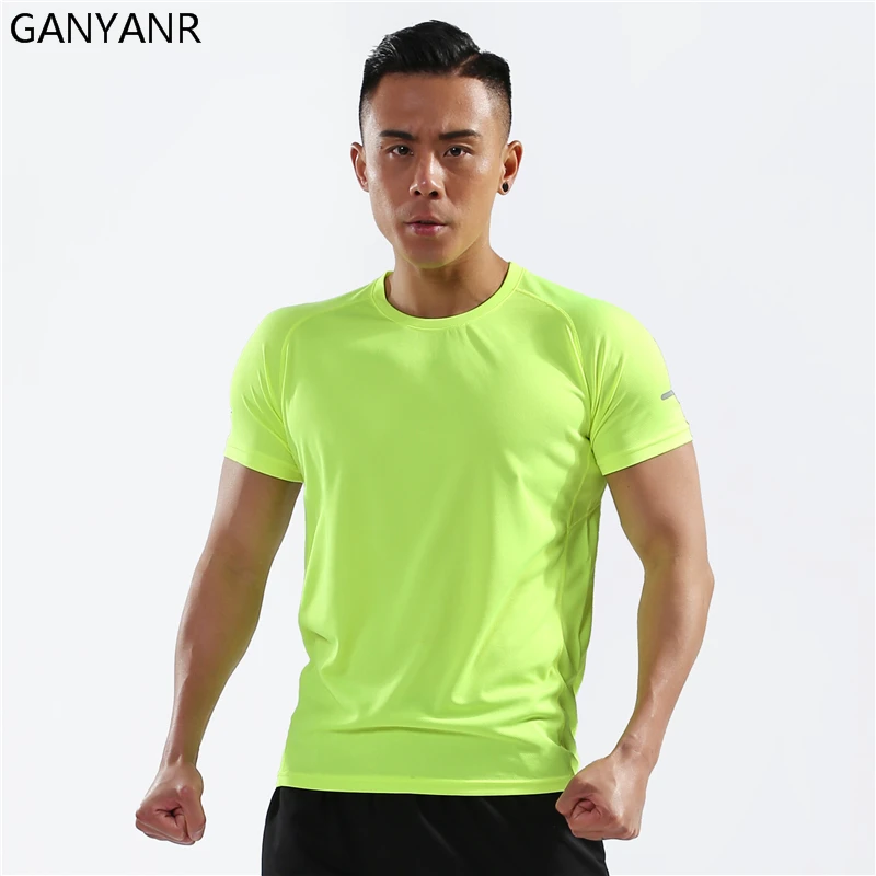 

GANYANR Running T Shirt Men Basketball Tennis Sportswear Tee Sport Fitness Gym Jogging Tops Training Rashgard quick dry Fit Slim