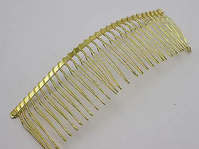 5 Golden Metal 30-Teeth Hair Side Combs Clips 110X37mm for Hair Accessories DIY