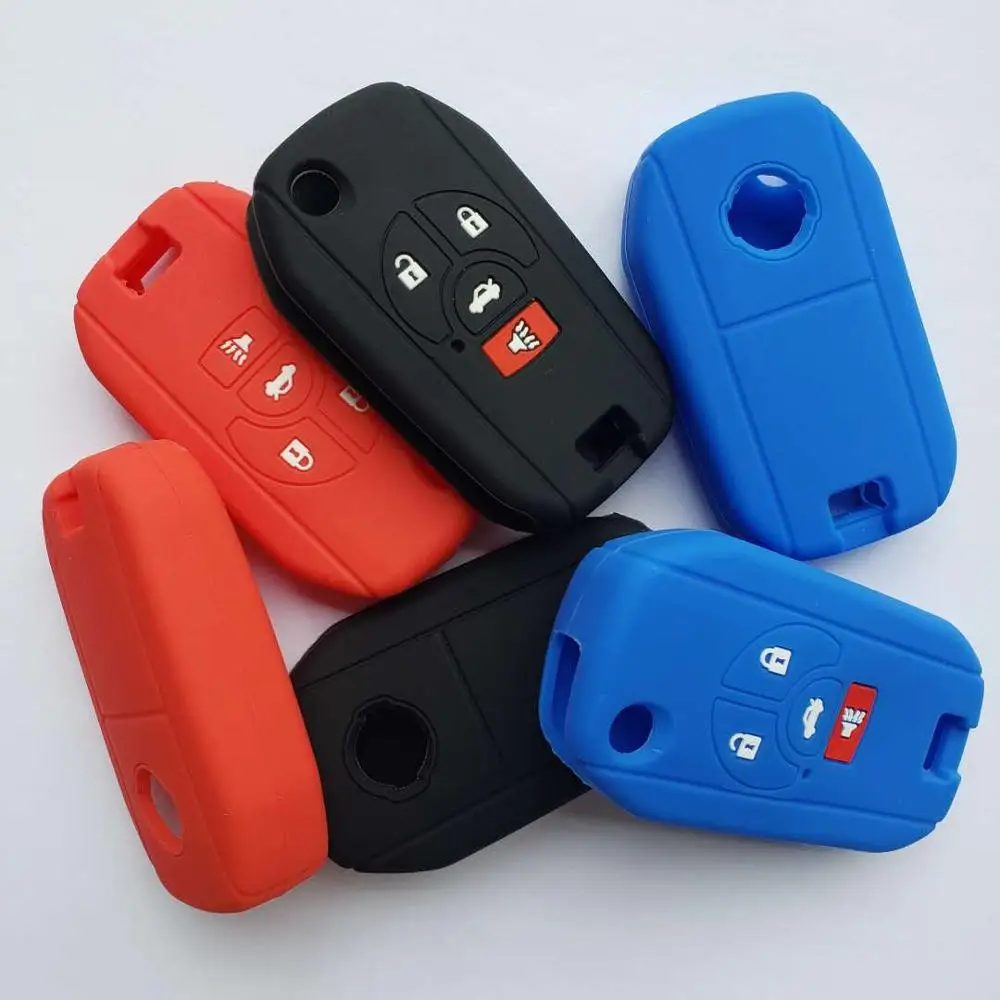 Flip Folding Key Silicone Remote Cover for NISSAN Sylphy Cube Juke Rogue Qashqai Micra Maxima Altima Sentra Versa 4Button FOB