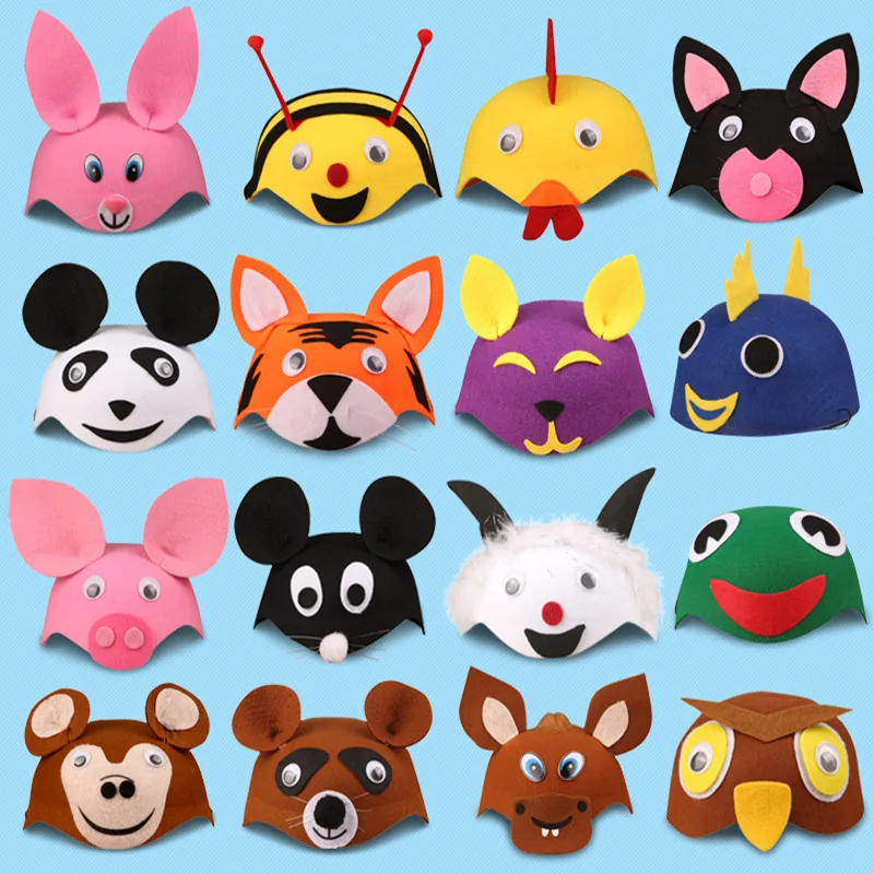 Child's Party Toy Hat  Baby's Animal Hat  Caps for Cartoon Headgear  Play Toys  Birthday Gift  Nonwoven Cloth Hat A032