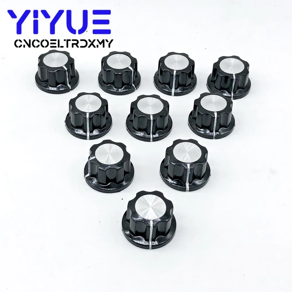 10pcs MF-A02 Potentiometer Knob Cap 6mm Shaft Hole Dia Rotary Switch Bakelite Knob for WHT118 WX050