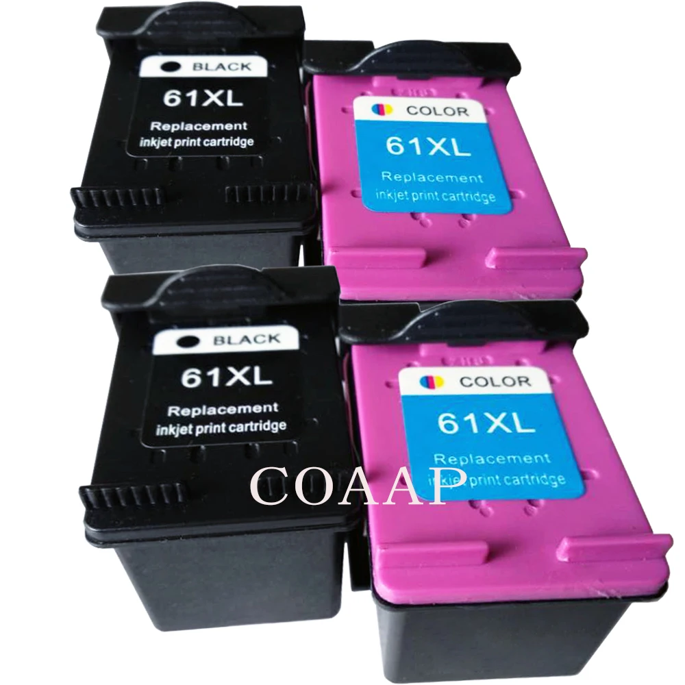 4 pk Refilled 61XL Black Color Ink cartridge for HP ENVY 4500 4501 4502 4504 5530 Deskjet 1000 1510 2510 2540 3050A 3512 3516