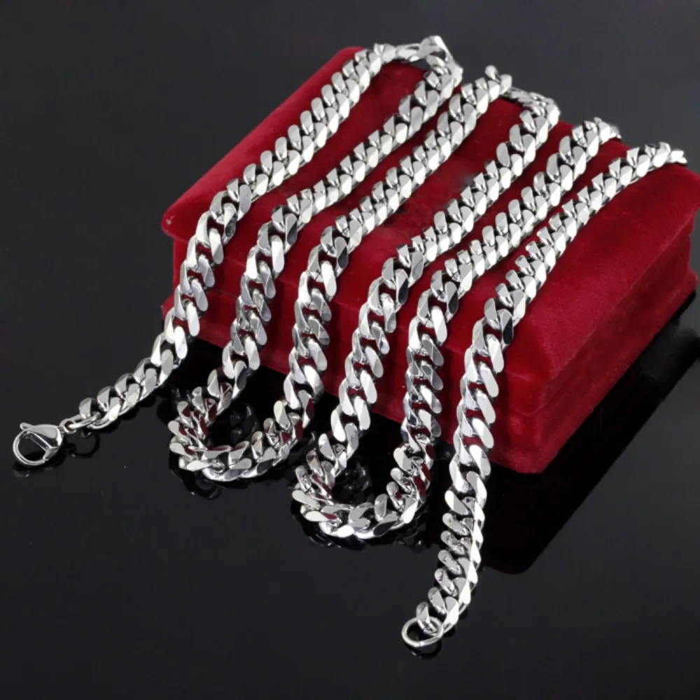 5pcs in bulk  5mm wide 18-36'' Choose  Women Men's Jewelry Stainless steel Smooth  Curb Link Chain Necklace Good Gifts