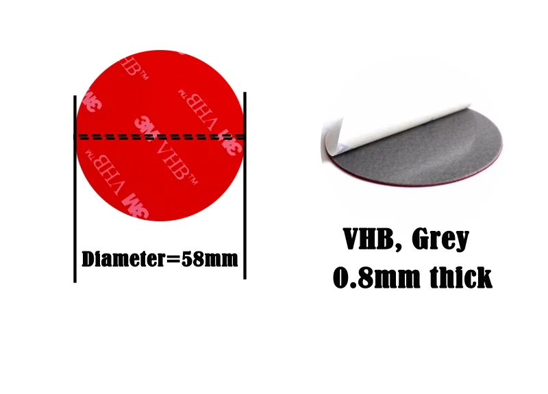 5pcs dia= 58mm Grey Round 3M VHB 5608 Acrylic Foam Double Sided Adhesive Tape Circle Sticker 0.8mm thickness