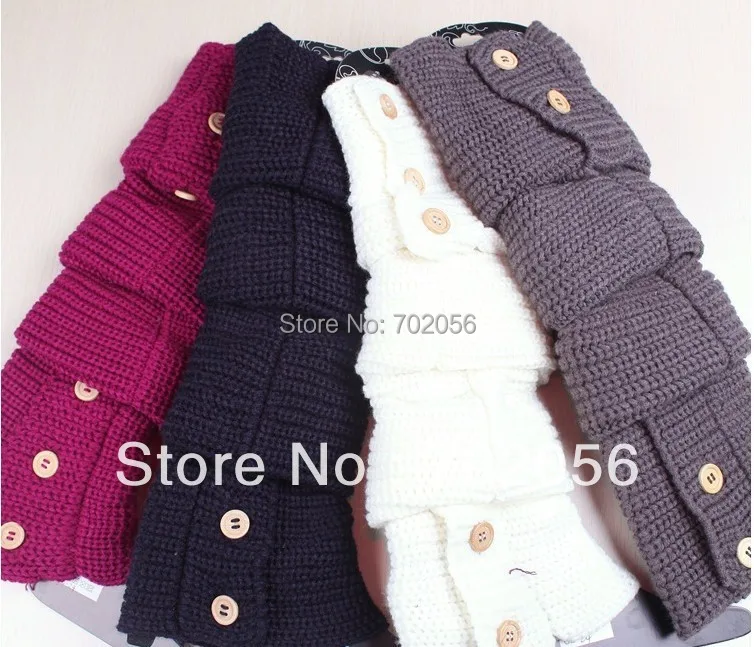 winter solid button design Knitted Leg Warmers Boot Covers 24 pairs/lot mixed colors #3436