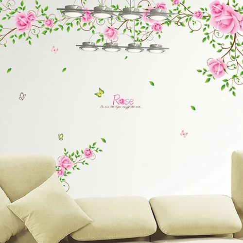 Landscape Photo Wall To Stick Decals Sitting Room Tv Setting Of Bedroom The Head A Bed Decorative Stickers Romance Rose Vine