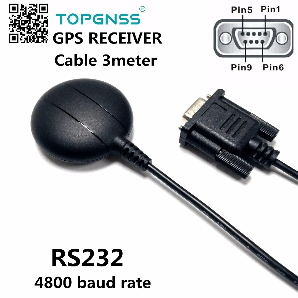 5Pcs high quality RS232 Level 4800 Baud rate cable 3m DB9 female connector GPS receiver,waterproof GPS Antenna receiver module